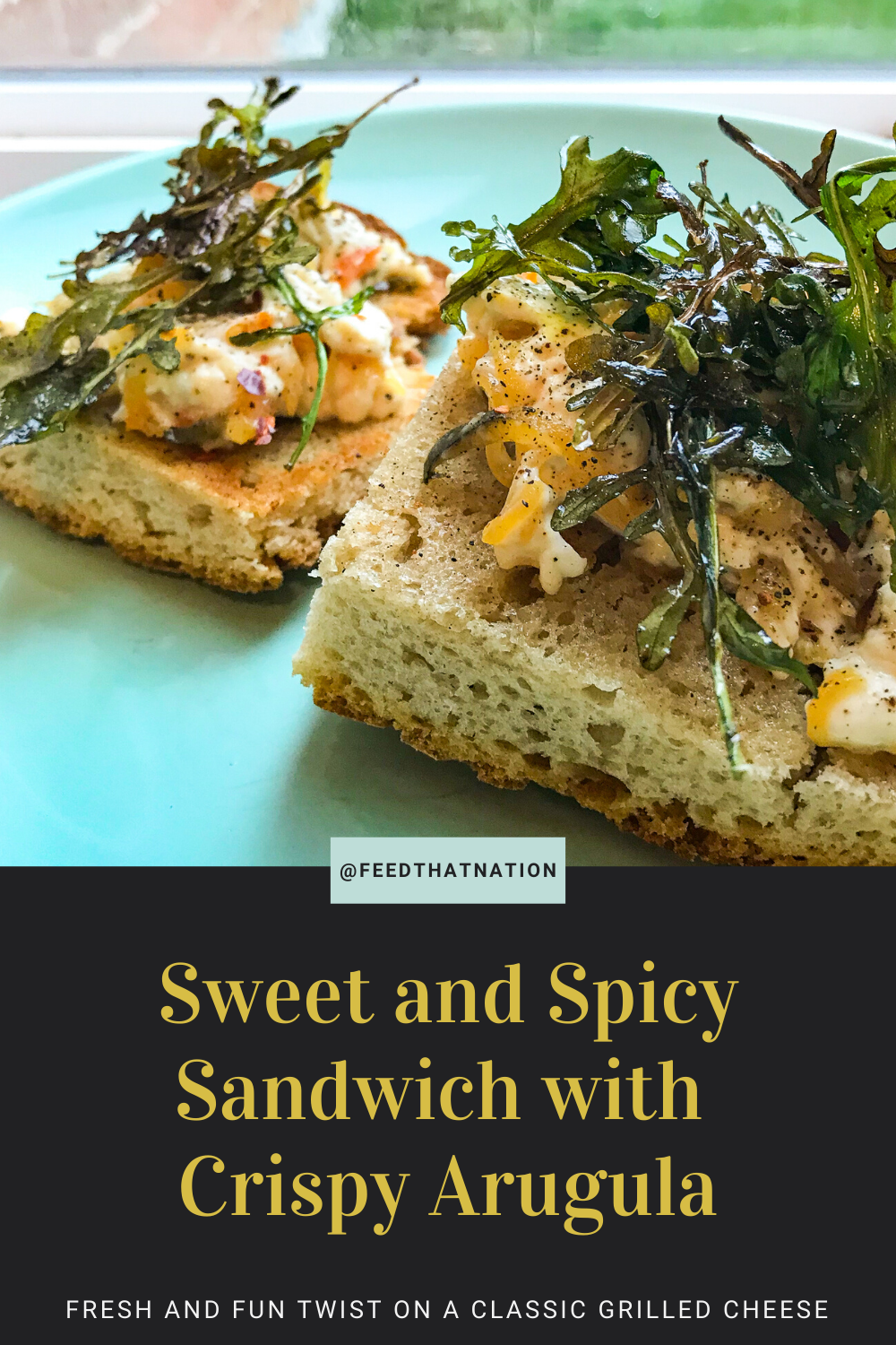 Sweet And Spicy Open Faced Sandwich With Crispy Arugula